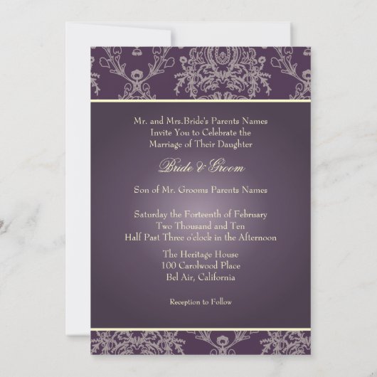 PLUM VAN PixDezines/IVORY CREAM LACE INVITATIE Kaart (Achterkant)