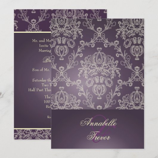 PLUM VAN PixDezines/IVORY CREAM LACE INVITATIE Kaart (Voorkant / Achterkant)