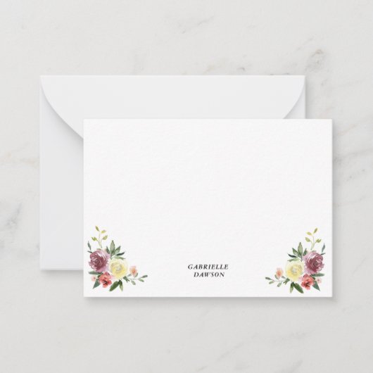 Plum Vanilla Floral Gepersonaliseerde notitiekaart Notitiekaartje (Voorkant)
