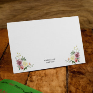 Plum Vanilla Floral Gepersonaliseerde notitiekaart Notitiekaartje