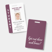 Plum Vertical Stripe Homeschool Student ID Badge (Voor- en achterkant)
