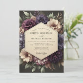 Plum Victorian Bloom Wedding Kaart (Staand voorkant)