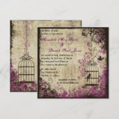 Plum Vintage Wedding Birdcage Uitnodiging (Voorkant / Achterkant)