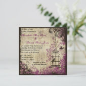Plum Vintage Wedding Birdcage Uitnodiging (Staand voorkant)