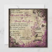 Plum Vintage Wedding Birdcage Uitnodiging (Voorkant)