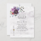 Plum Violet Botanical Peony Brunch & Bubble Kaart (Voorkant)