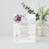 Plum Violet Botanical Peony Brunch & Bubble Kaart (Staand voorkant)