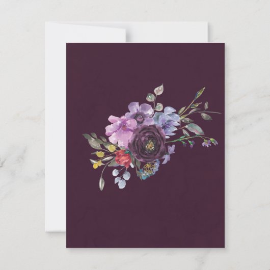 Plum Violet Botanical Peony Brunch & Bubble Kaart (Achterkant)