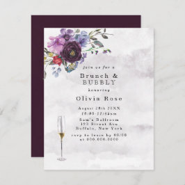 Plum Violet Botanical Peony Brunch & Bubble Kaart