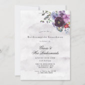 Plum Violet Chic Peony Bridesmaids Luncheon Invite (Voorkant)