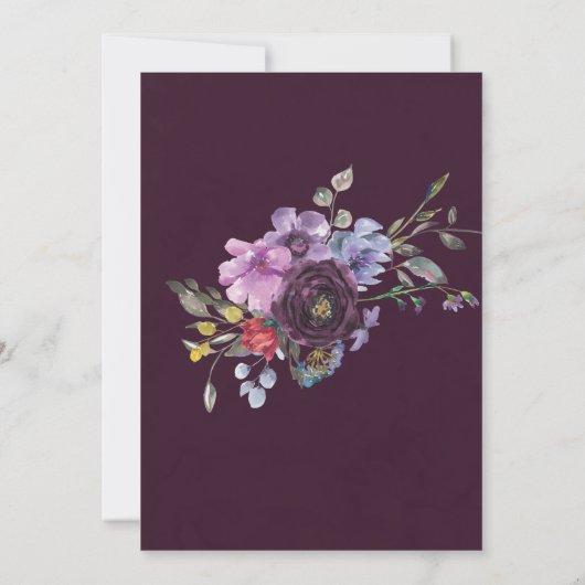 Plum Violet Chic Peony Bridesmaids Luncheon Invite (Achterkant)
