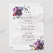 Plum Violet Chic Peony Engagement Party Kaart (Voorkant)