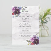 Plum Violet Chic Peony Engagement Party Kaart (Staand voorkant)