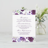 Plum Violet Flowers Trouwinformatie Gast Informatiekaartje (Staand voorkant)