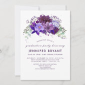 Plum Violet Paarse Floral Elegant Afstudeerfeest Kaart (Voorkant)