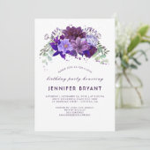 Plum Violet Paarse Floral Elegant Verjaardagsfeest Kaart (Staand voorkant)
