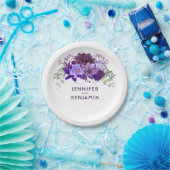Plum Violet Paarse Floral Elegante bruiloft Papieren Bordje (Feest)