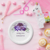 Plum Violet Paarse Floral Elegante bruiloft Papieren Bordje (Feest)