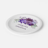 Plum Violet Paarse Floral Elegante bruiloft Papieren Bordje (Gekanteld)