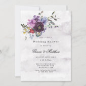 Plum Violet Peony Rustic Wedding Shower Invites (Voorkant)