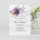 Plum Violet Peony Rustic Wedding Shower Invites (Staand voorkant)