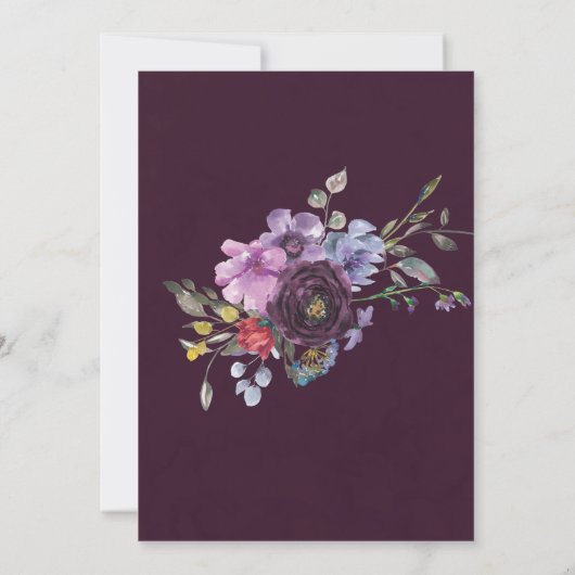 Plum Violet Peony Rustic Wedding Shower Invites (Achterkant)