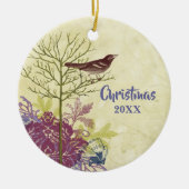 Plum  Vogel Kerstmis Koppels Foto Ornament (Voorkant)