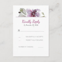Plum Waterverf Blossom Wedding RSVP Kaarten