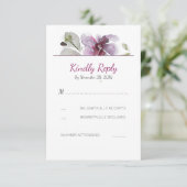 Plum Waterverf Blossom Wedding RSVP Kaarten Kaartje (Staand voorkant)