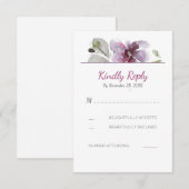 Plum Waterverf Blossom Wedding RSVP Kaarten Kaartje (Voorkant / Achterkant)