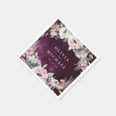 Plum waterverf & dusty roze floral boho bruiloft servet (Hoek)