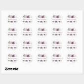 Plum Waterverf Flowers Elegante bruiloft Ronde Sticker (Vel)