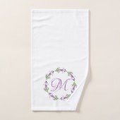 Plum Waterverf Greenery Krans Monogram Bad Handdoek (Handdoek)