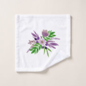 Plum Waterverf Greenery Krans Monogram Bad Handdoek (Wasdoekje)