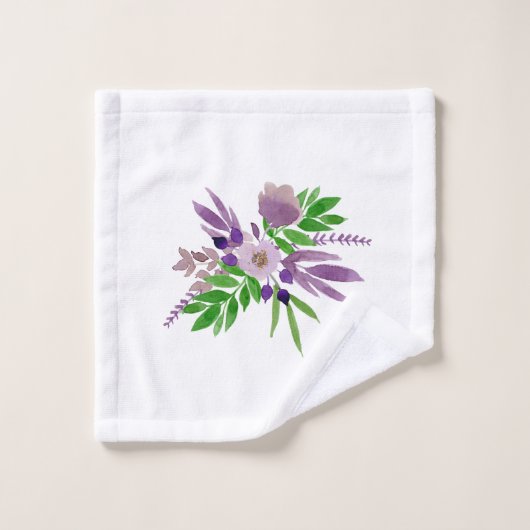Plum Waterverf Greenery Krans Monogram Bad Handdoek (Wasdoekje)