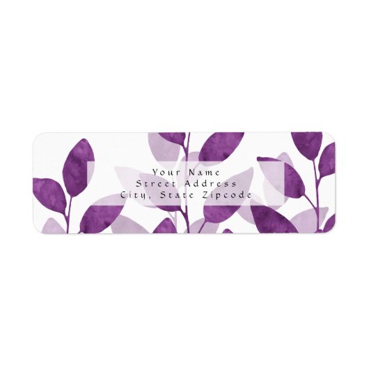Plum Waterverf Leaves Etiket (Voorkant)