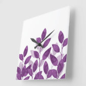 Plum Waterverf Leaves Vierkante Klok (Hoek)