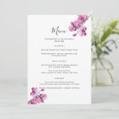 Plum Waterverf Orchid 5x7 Wedding Menu (Staand voorkant)