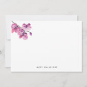 Plum Waterverf Orchid Personalized Stationery Notitiekaartje (Voorkant)