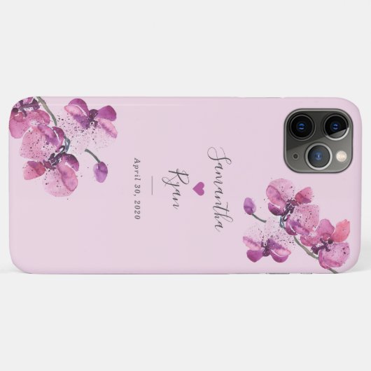Plum Waterverf Orchid Wedding Keepomwille Case-Mate iPhone Case (Achterkant (horizontaal))