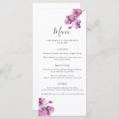 Plum Waterverf Orchid Wedding Menu (Voorkant / Achterkant)