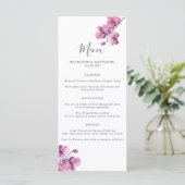Plum Waterverf Orchid Wedding Menu (Staand voorkant)