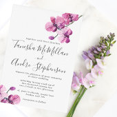 Plum Waterverf Orchids Wedding Invitation Kaart