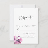 Plum Waterverf Orchids Wedding RSVP (Voorkant)