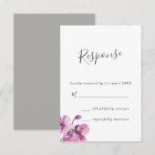 Plum Waterverf Orchids Wedding RSVP (Voorkant / Achterkant)