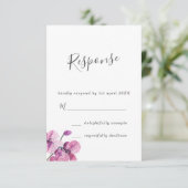 Plum Waterverf Orchids Wedding RSVP Kaartje (Staand voorkant)