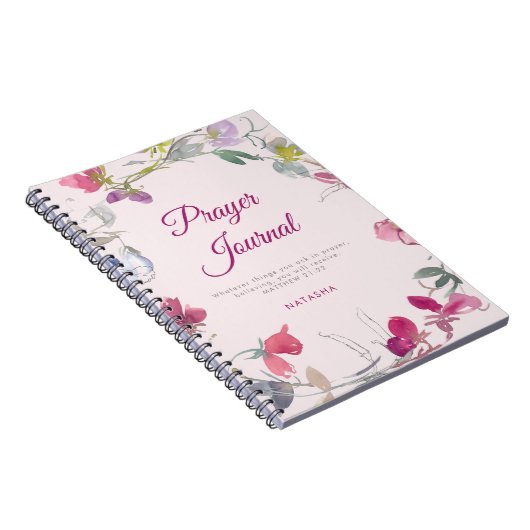 Plum Waterverf Sweet Pea Floral Prayer Journal Notitieboek (Rechterzijde)