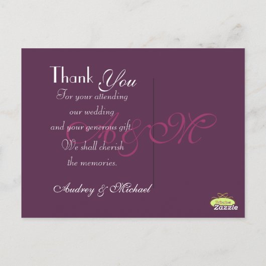 Plum/Wedding/Dank u briefkaarten (Achterkant)