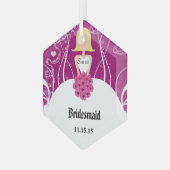 Plum Wedding Gown Bridesmaid Kerstornament Glas Ornament (Voorkant links)