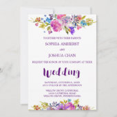 Plum Wedding Invitation Kaart met Monogram Backing (Voorkant)
